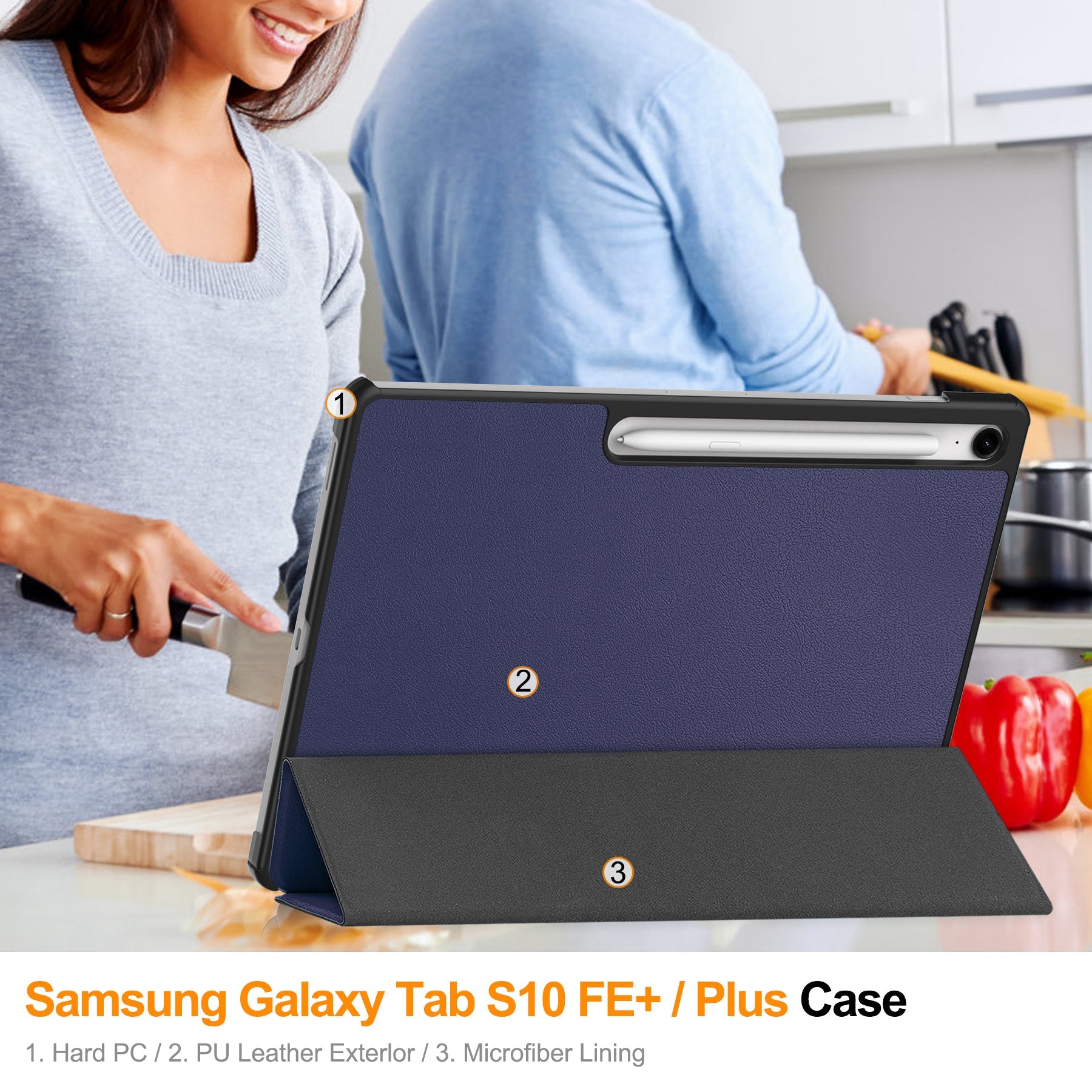 Tab S10Fe Plus Tri-Fold Pu Case [Navy]
