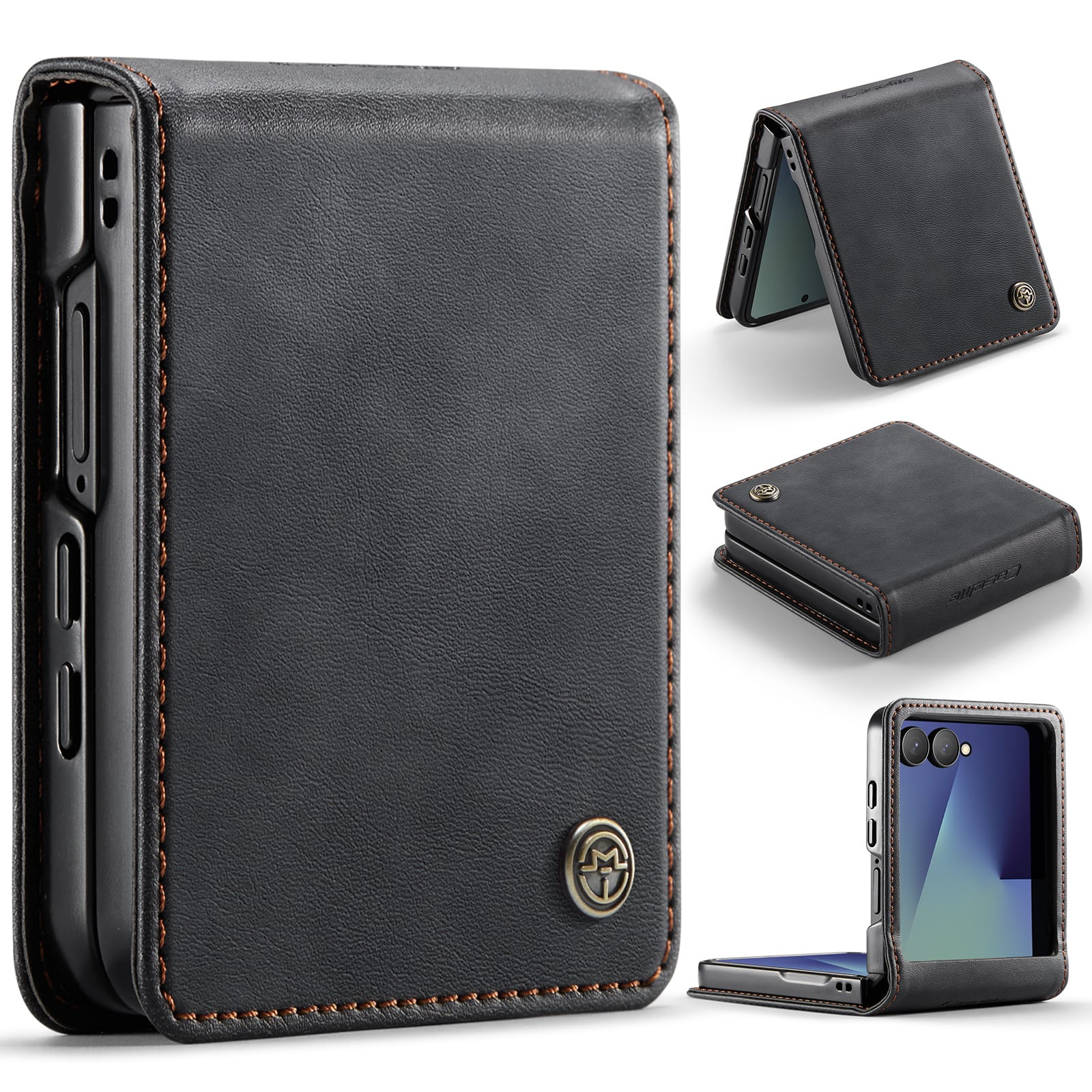 Galaxy Z Flip 7 Pu Leather Case [Black]