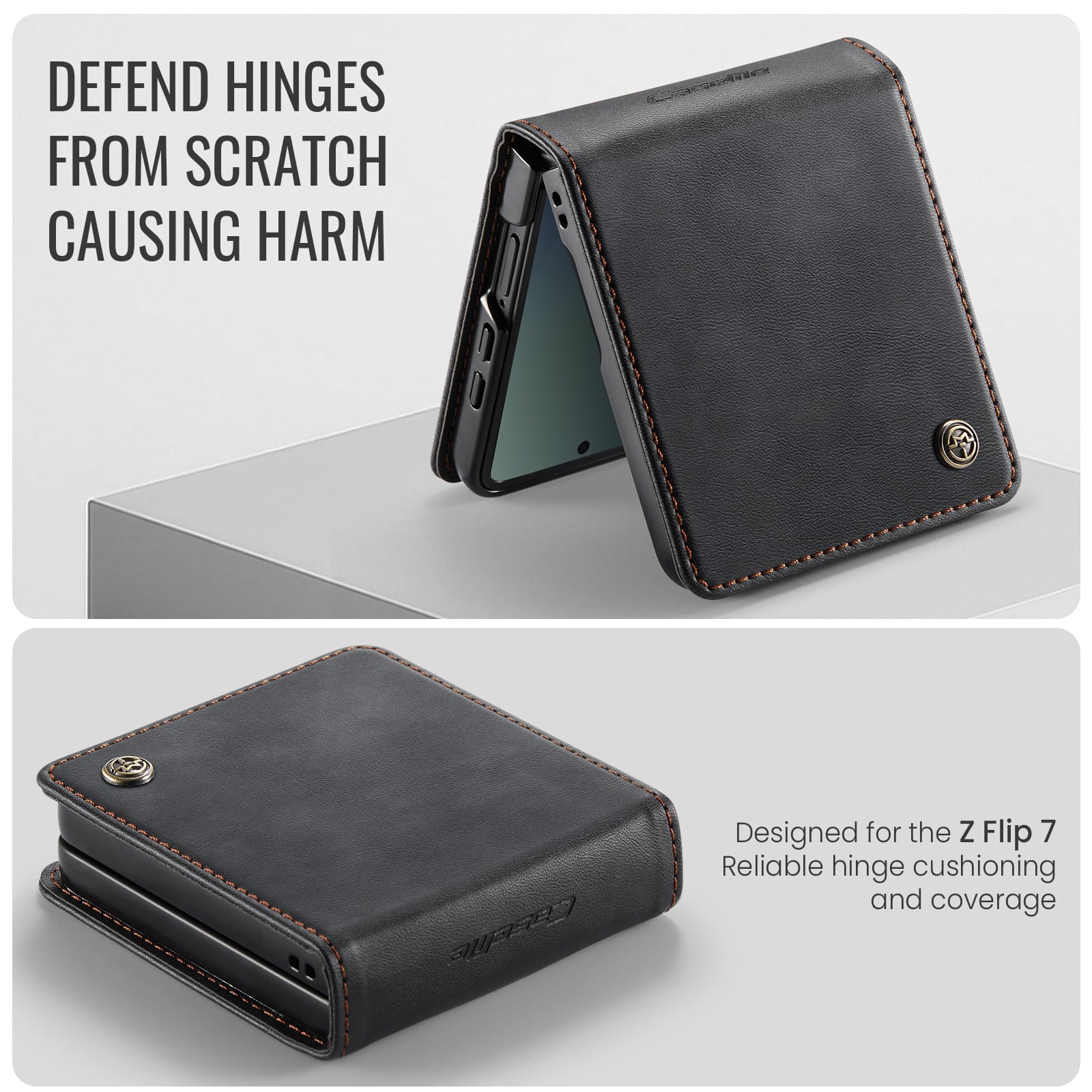 Galaxy Z Flip 7 Pu Leather Case [Black]