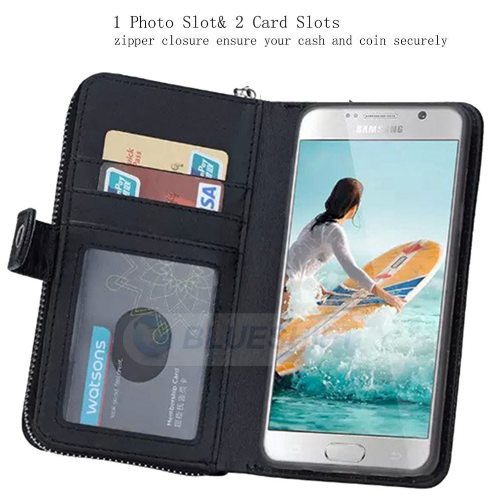 Samsung Galaxy S6 Zipper Wallet Case Black