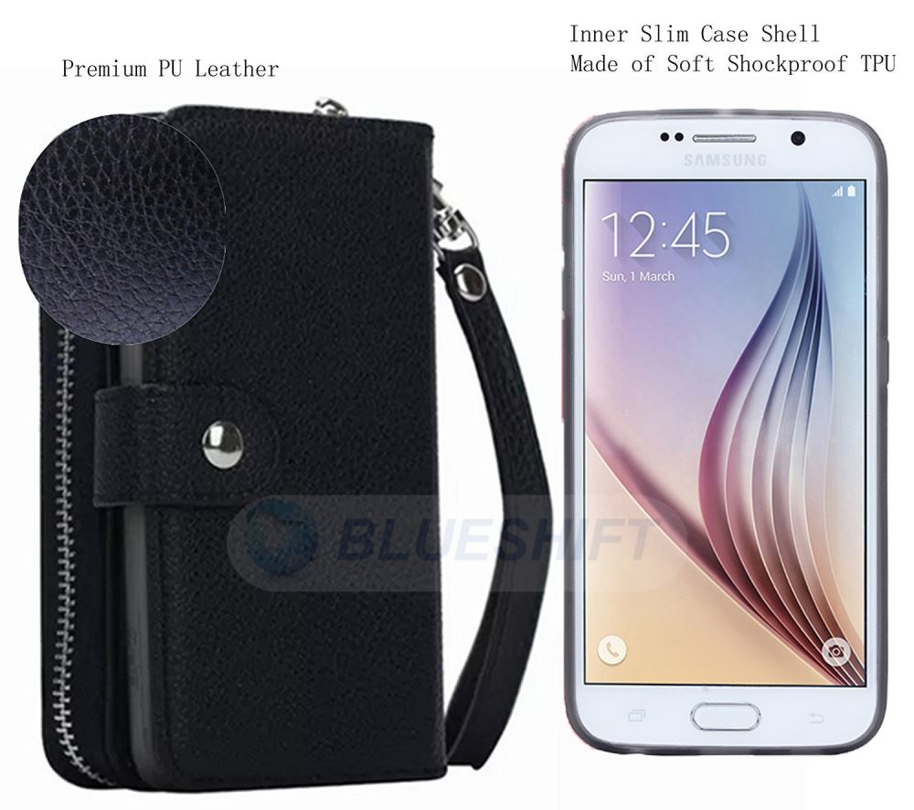 Samsung Galaxy S6 Zipper Wallet Case Black
