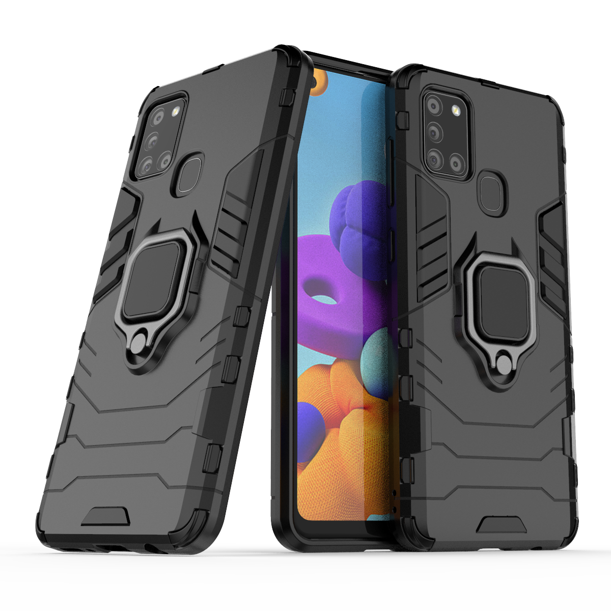 Armor Case w/ Ring Stand & Magnet - Galaxy A01 [Black]