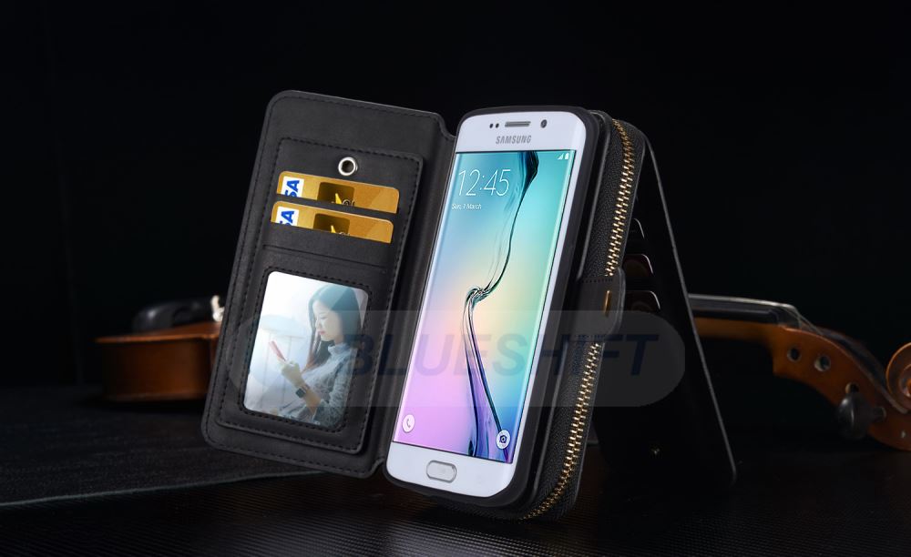 Samsung Galaxy S6 Edge Deluxe Zipper Case Black