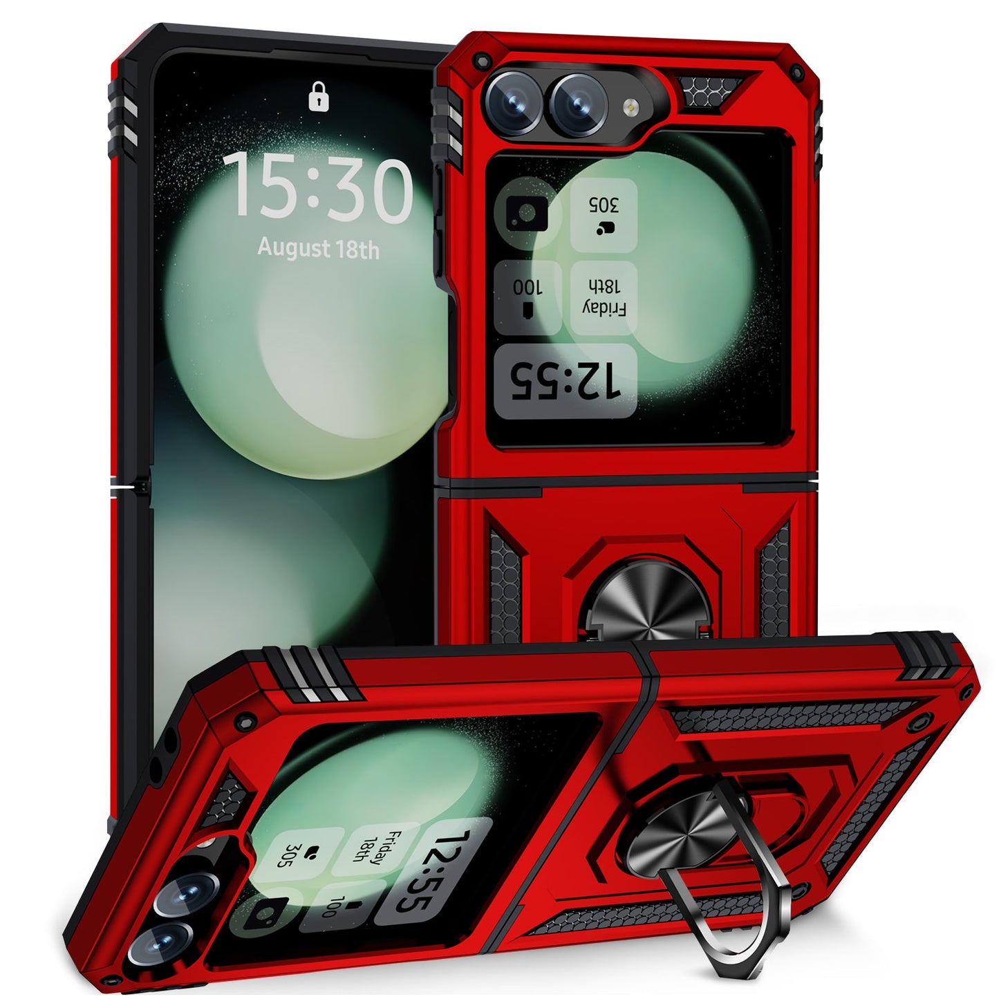 Galaxy Z Flip 7 Fe Military Armour Ring Case [Red]