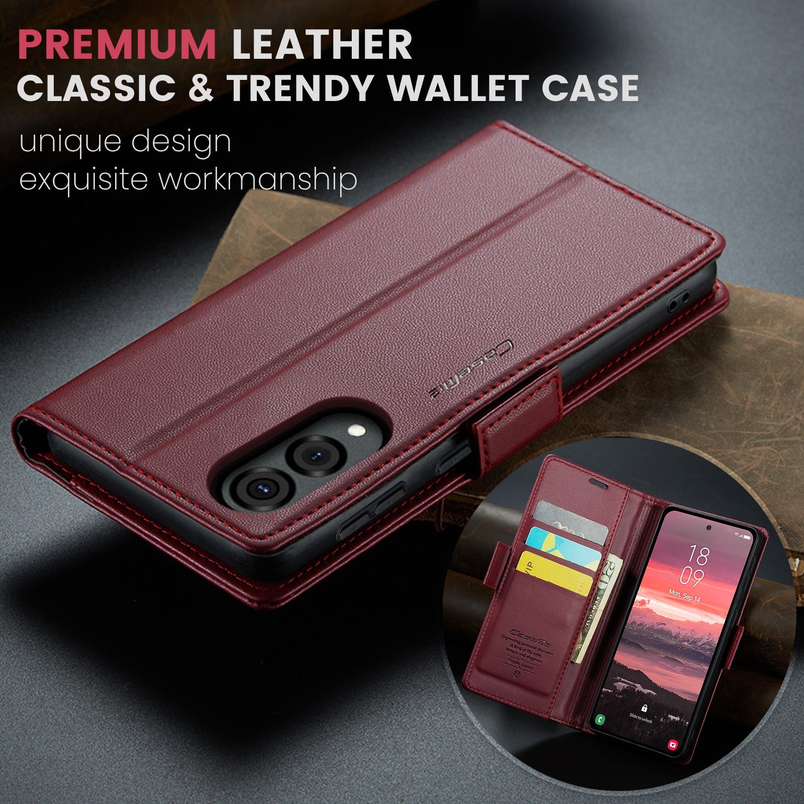 Galaxy S25 Edge Pu Wallet Case [Maroon]