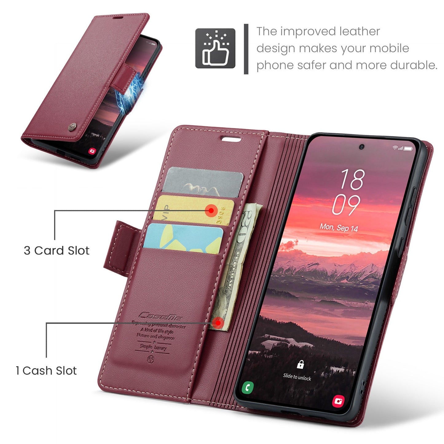 Galaxy S25 Edge Pu Wallet Case [Maroon]