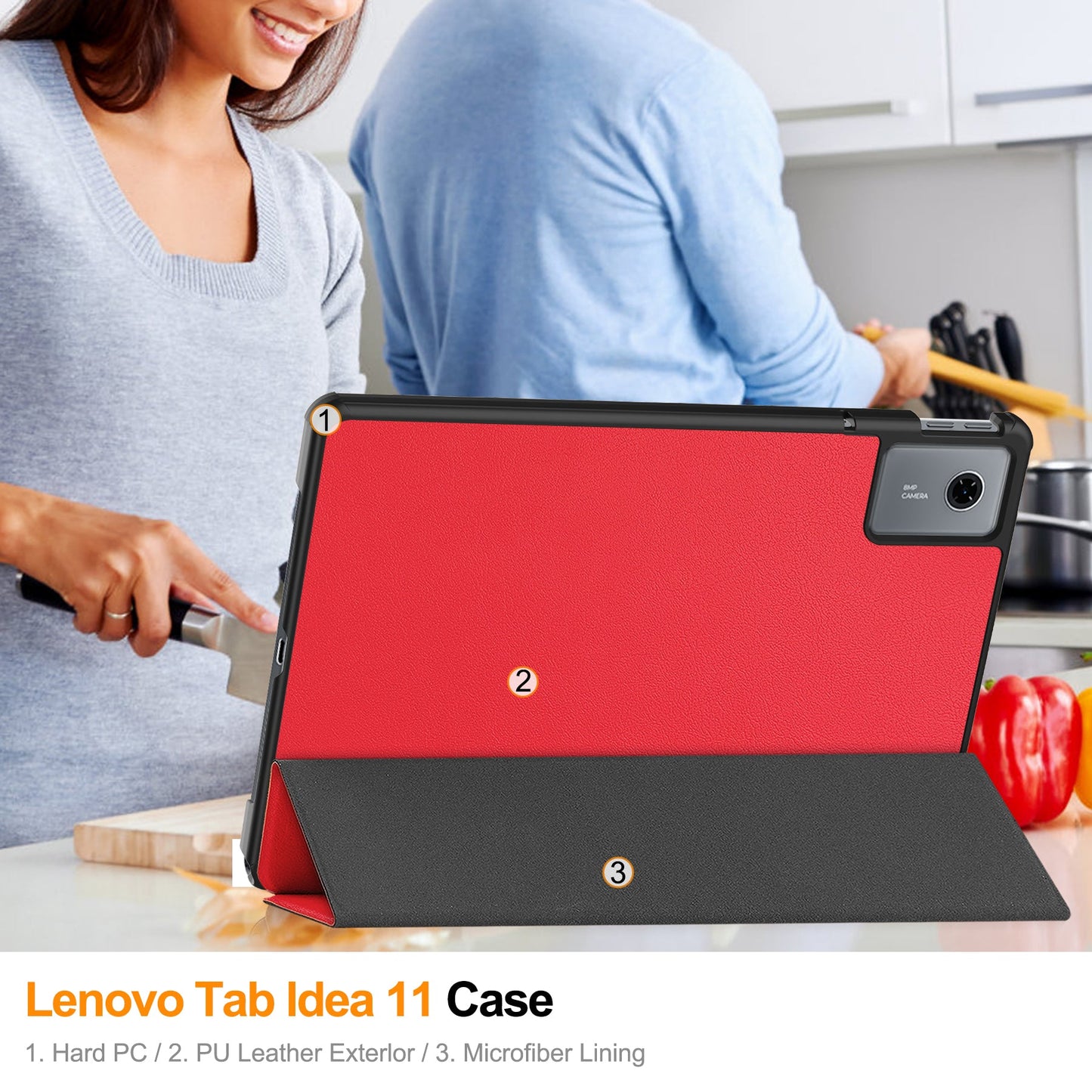 Lenovo Tab 11" 2025 Tb336 Tri-fold Pu Case [Red]