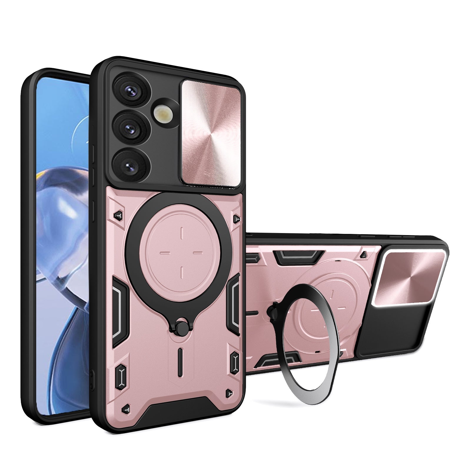 Galaxy S25fe Ring Kickstand Case [Rose Gold]