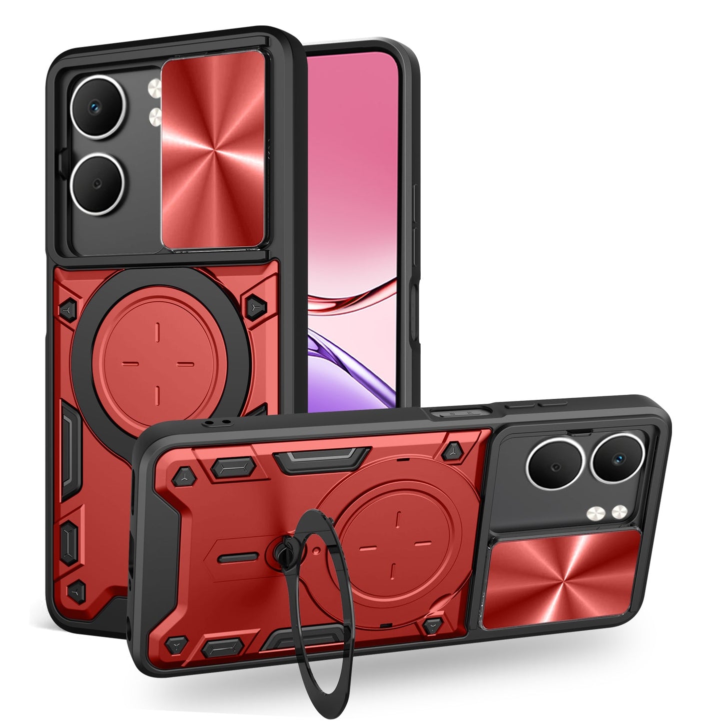 Oppo A5x Ring Kickstand Case [Red]