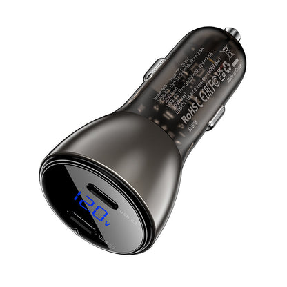 Acefast 60W Dual USB-C Super Fast Car Charger w/ Digital Display, Transparent Body (B10)