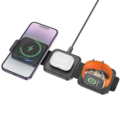 Hoco 15W 3-in-1 Wireless Fast Charger with Foldable Compact Design (CQ4)