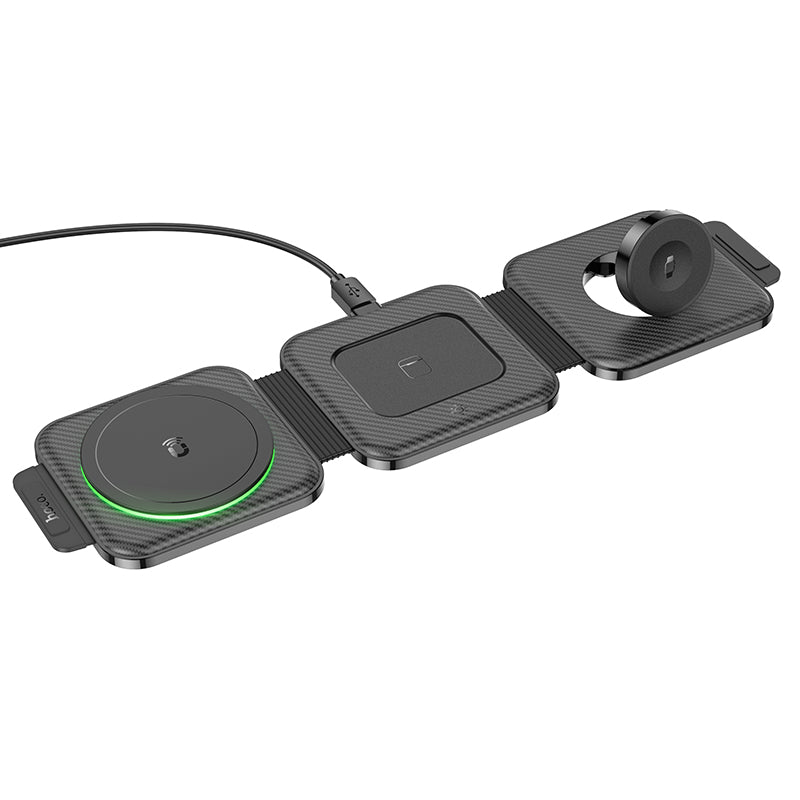 Hoco 15W 3-in-1 Wireless Fast Charger with Foldable Compact Design (CQ4)