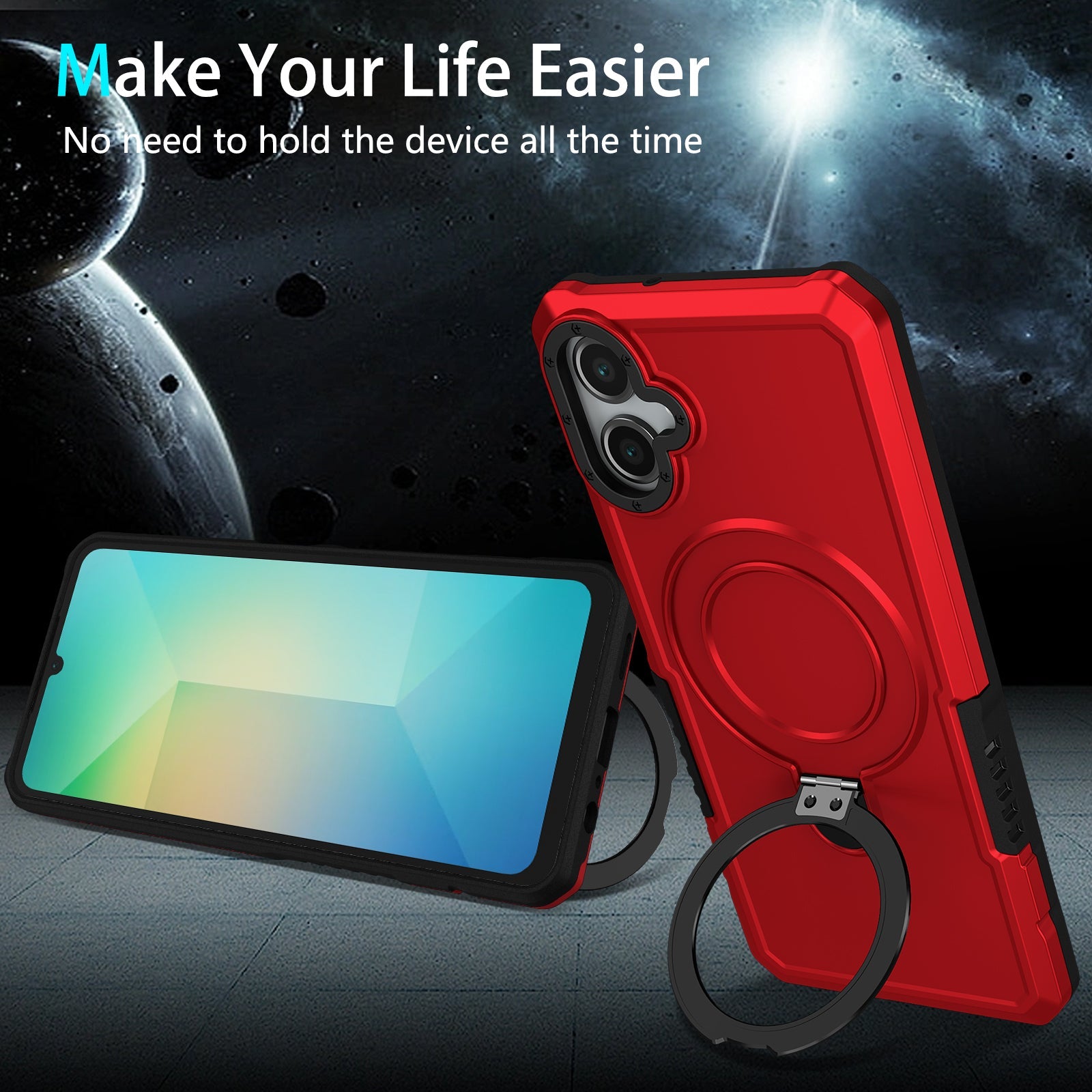 Galaxy A06 4G Kickstand Heavy Duty Case [Red]