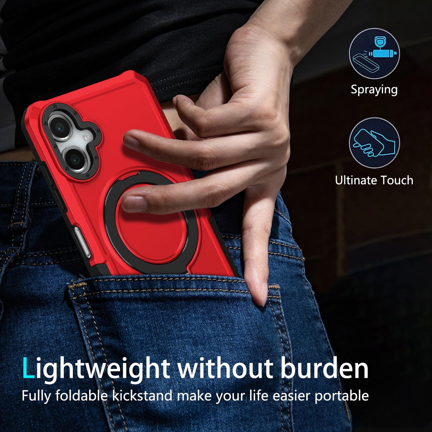 Galaxy A06 4G Kickstand Heavy Duty Case [Red]