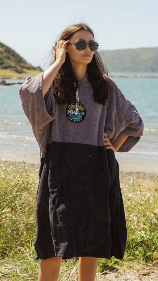 Moana Road Towel Hoodie [ Grey/Black Adults - 5321]