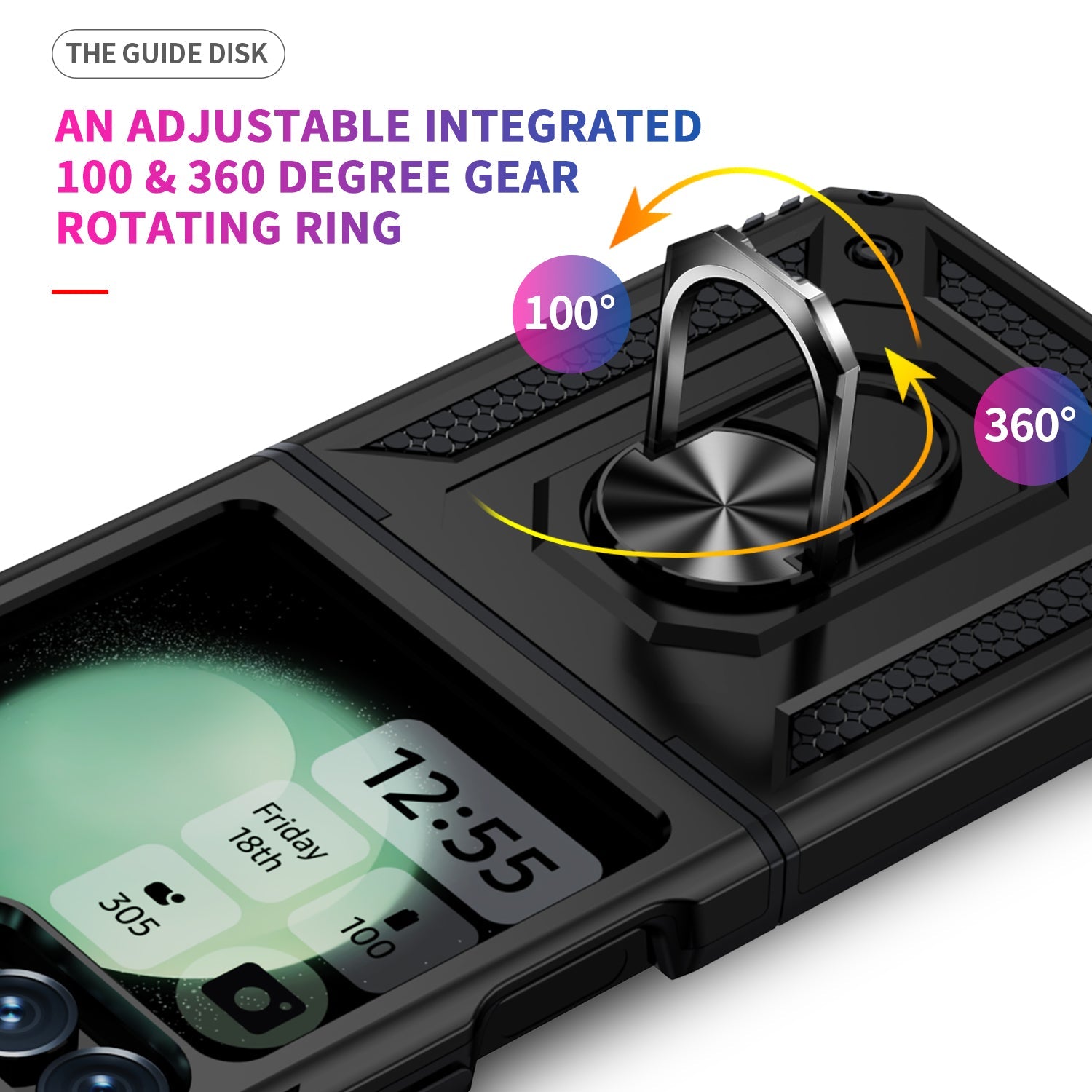 Galaxy Z Flip 7 Fe Military Armour Ring Case [Black]