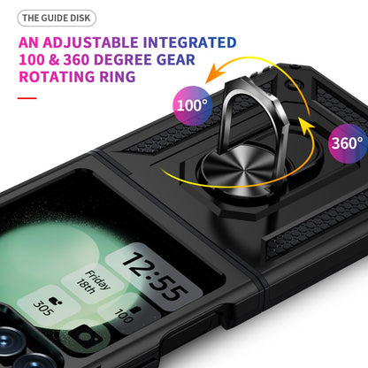 Galaxy Z Flip 7 Fe Military Armour Ring Case [Black]