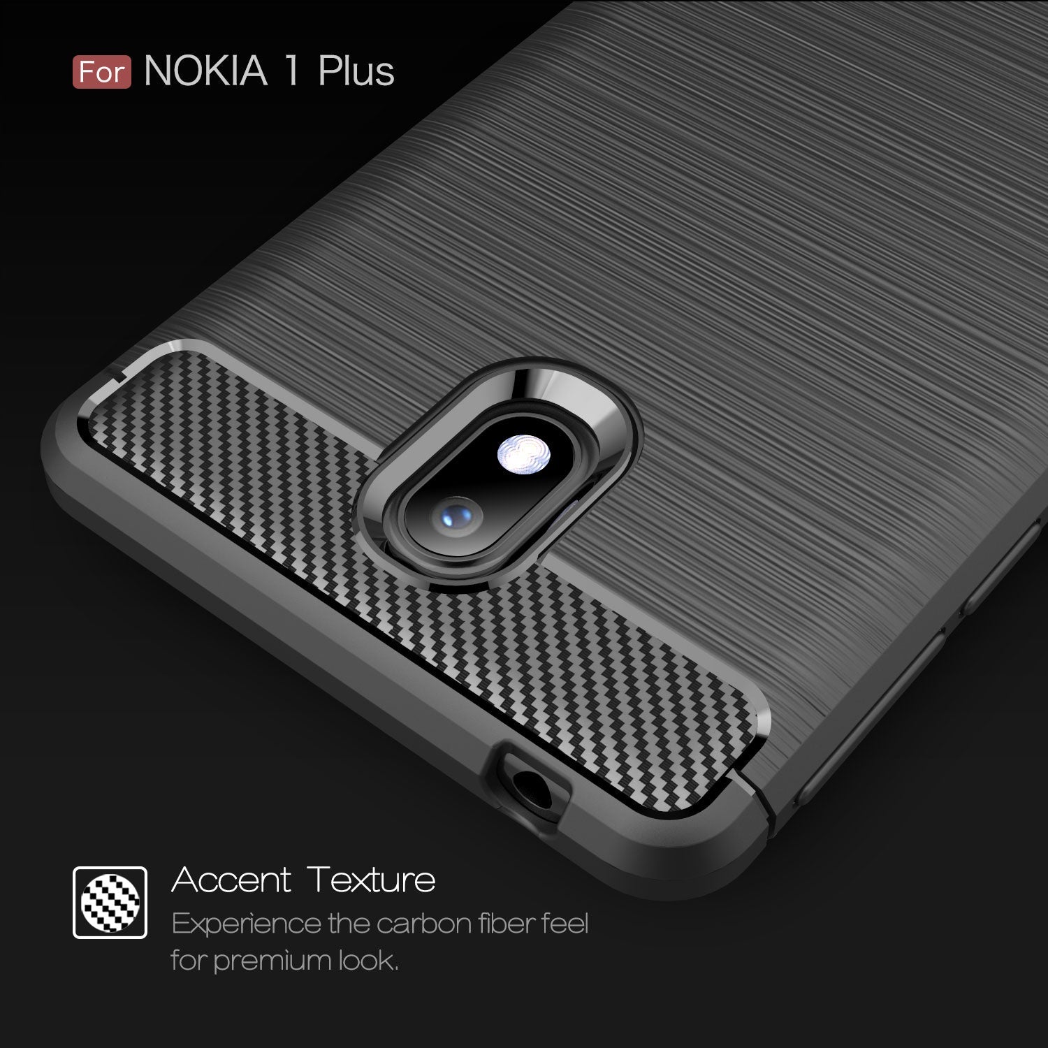 Nokia 1 Plus Carbon Fibre Case [Red]