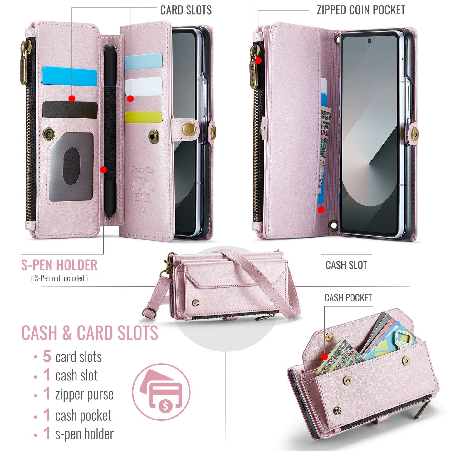 Galaxy Z Fold 6 Crossbody Wallet [Pink]