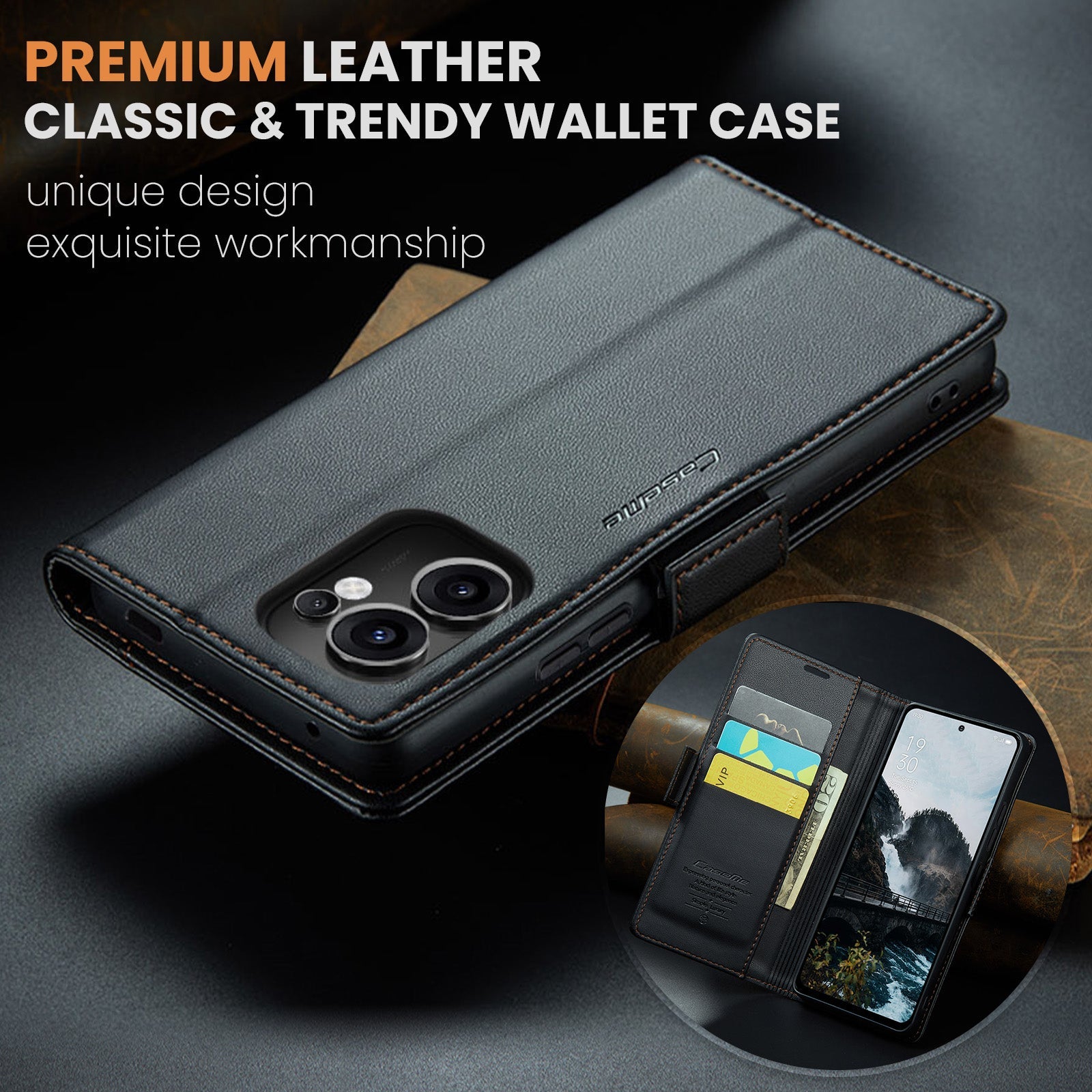 Oppo Reno 13 F 5G Pu Wallet Case [Black]