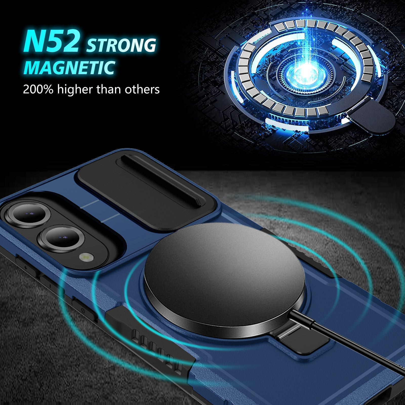 Galaxy S25 Edge Magsafe Sliding Cover Case [Navy]
