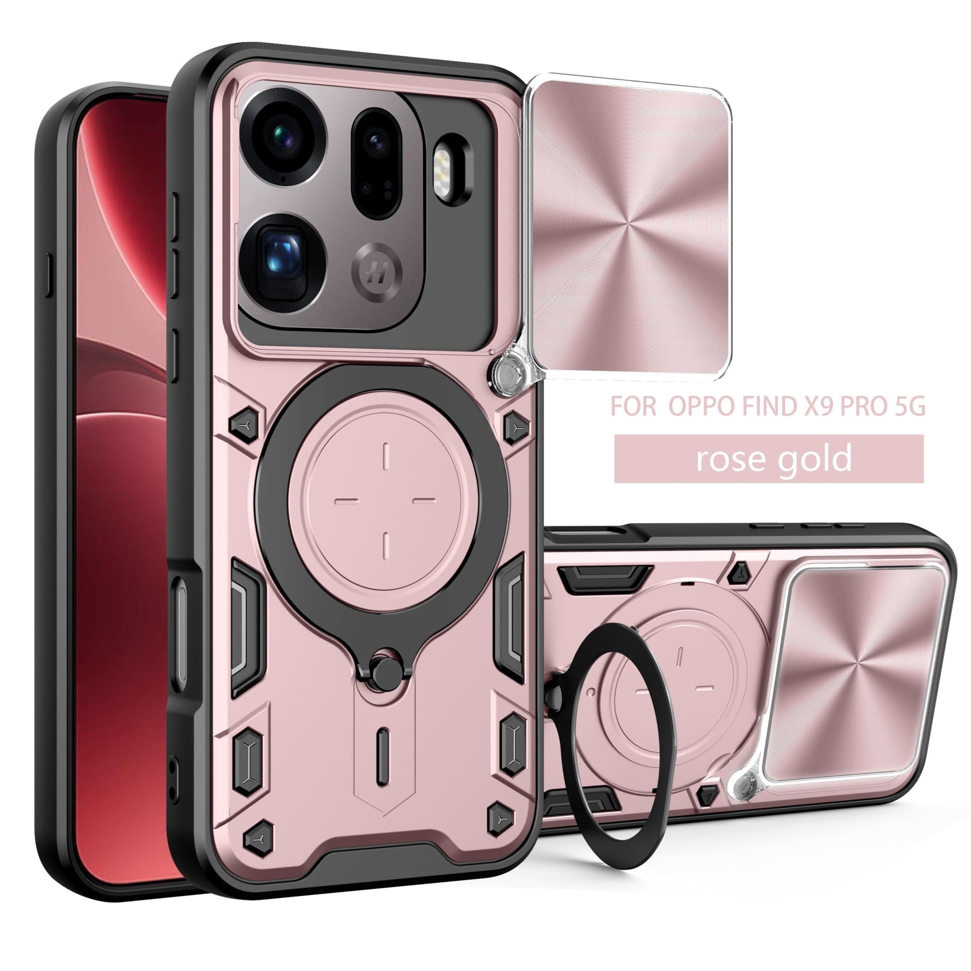 Oppo Find X9 Pro Ring Kickstand Case [Rose Gold]