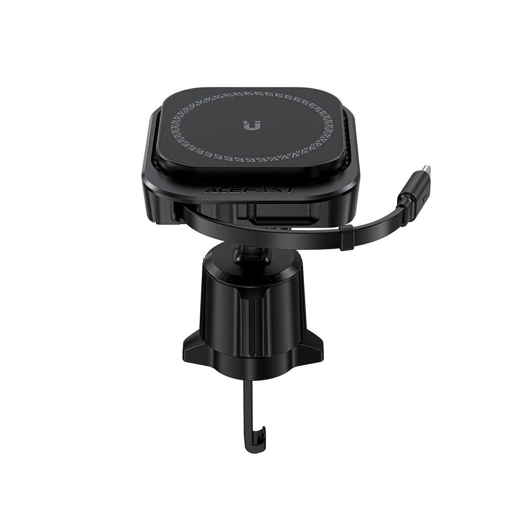 Acefast 15W Magnetic Wireless Charging Air Vent Phone Holder w/ Built-in Retractable Cable (D32)