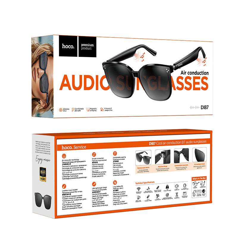 Hoco Wireless Air Conduction Audio Sunglasses with Music Playback, 6 Hours Playtime (DI87)