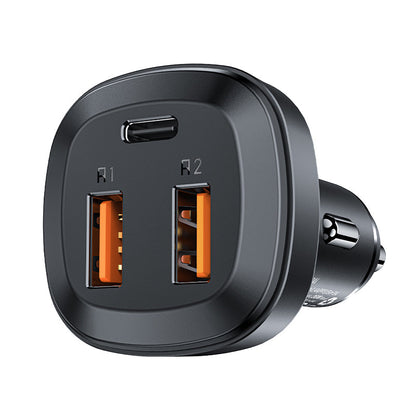 Acefast 66W 3-Port Super Fast Car Charger w/ 2 x USB-A + UAB-C, Zinc Alloy Body (B9)