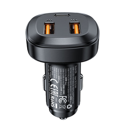 Acefast 66W 3-Port Super Fast Car Charger w/ 2 x USB-A + UAB-C, Zinc Alloy Body (B9)