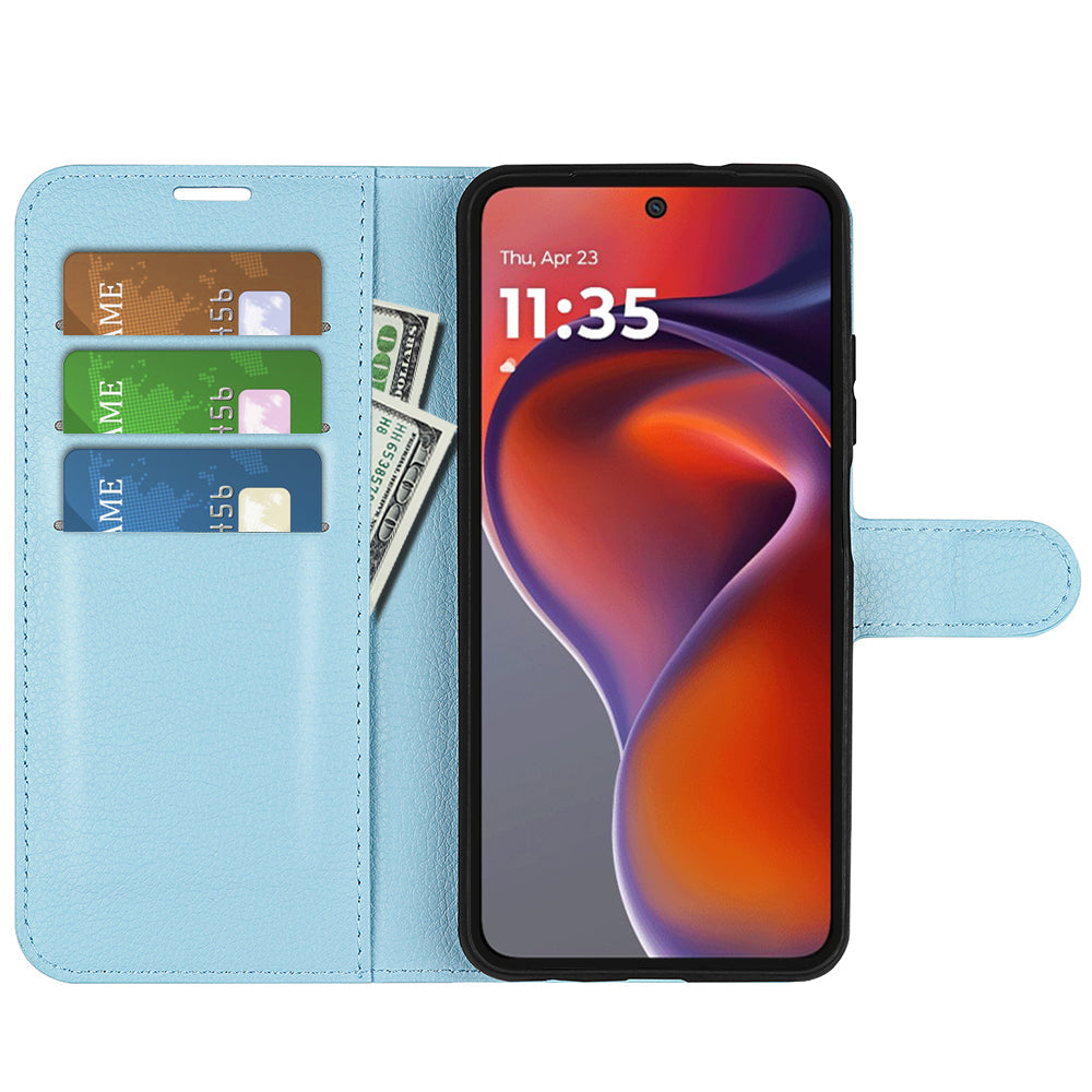 Moto G15 Pu Wallet Case [Lightblue]