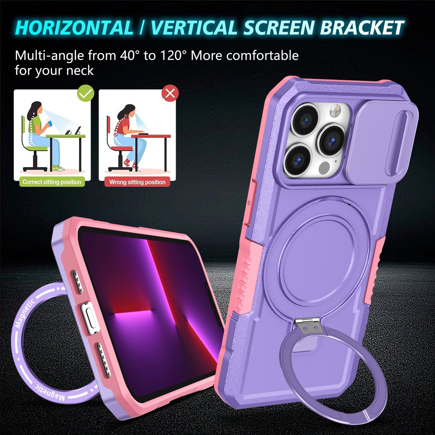 Iphone 13 Pro Magsafe Sliding Cover Case [Purple]