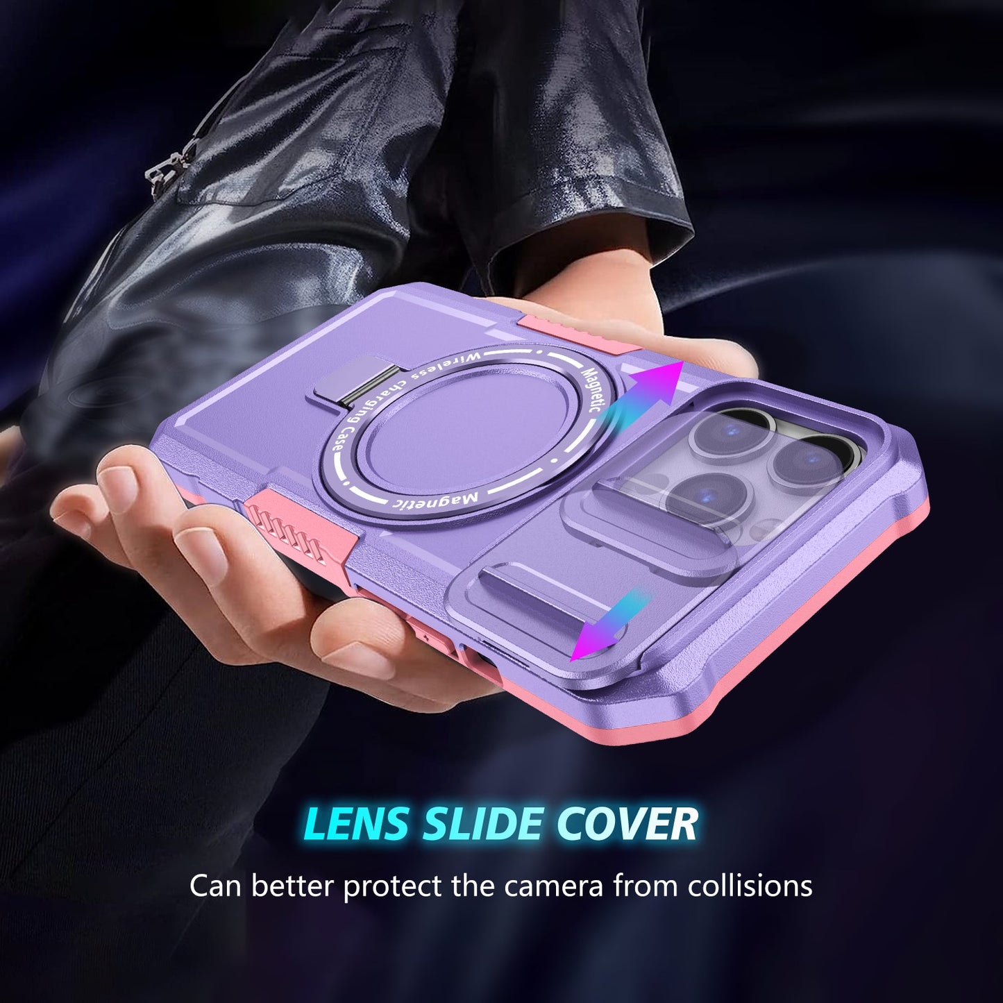 Iphone 13 Pro Magsafe Sliding Cover Case [Purple]