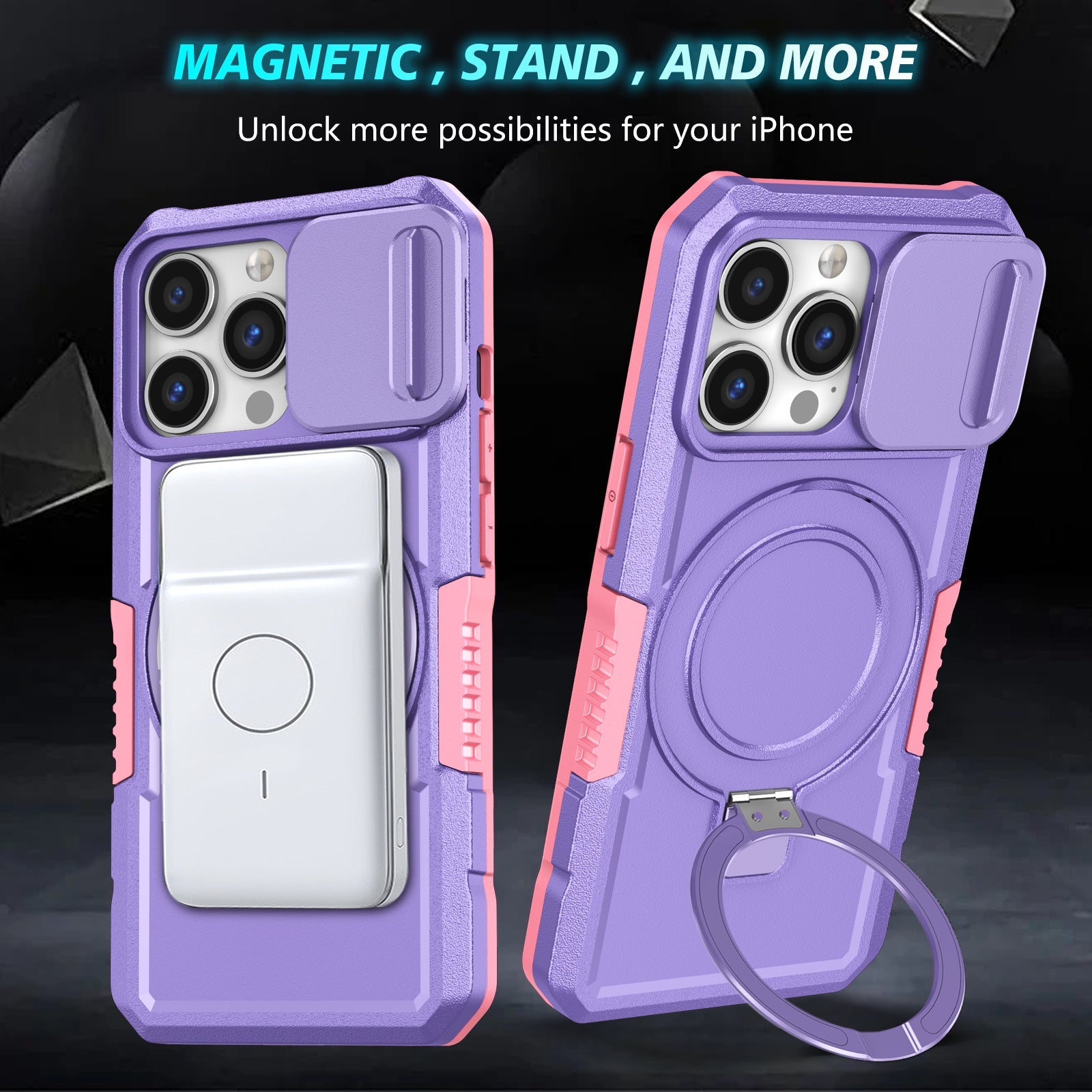 Iphone 13 Pro Magsafe Sliding Cover Case [Purple]