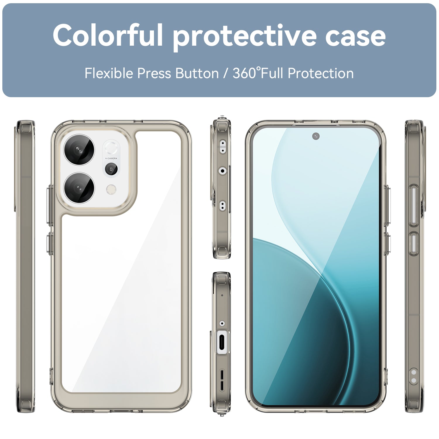 Oppo Reno 14 5G Soft Gel Case [Clear Grey]