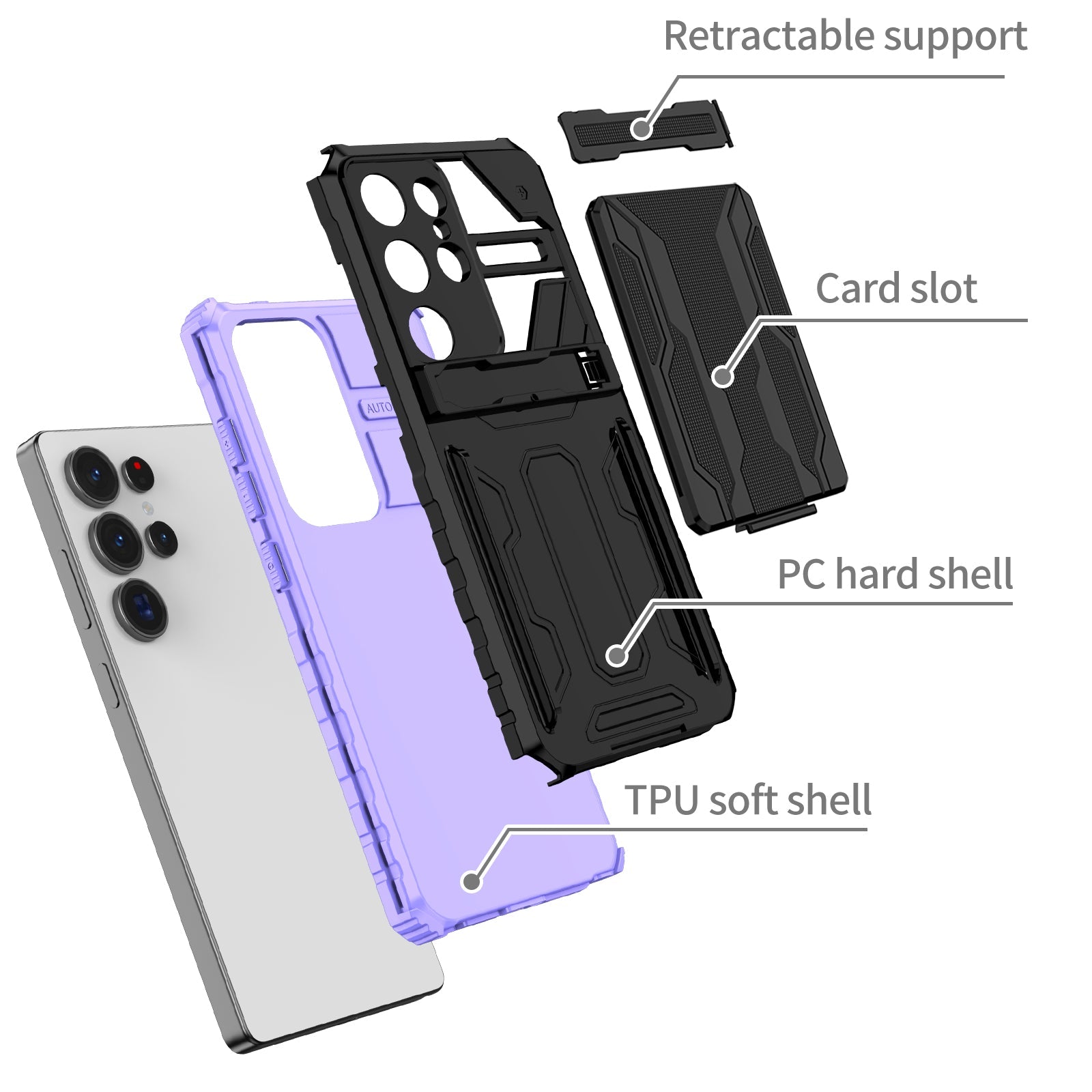 Galaxy S25 Ultra Kickstand Heavy Duty Case [Purple]