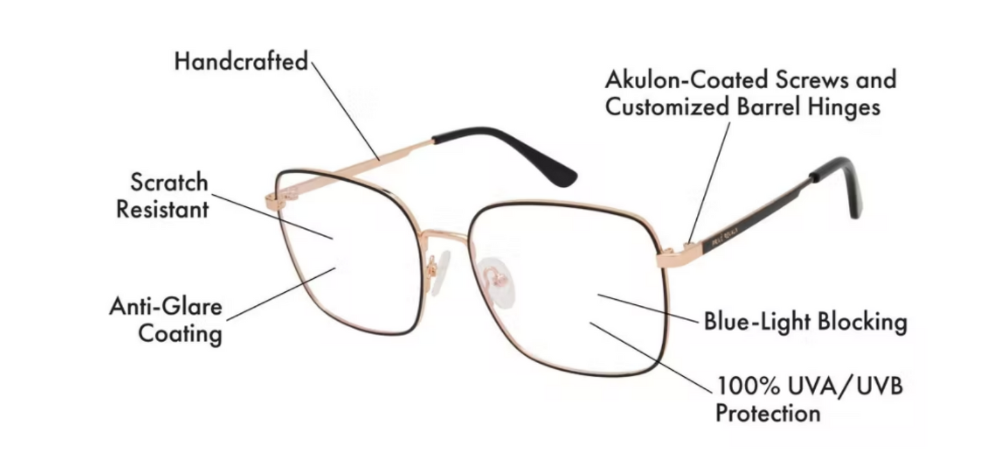 Prive Revaux Wanderlust Blue Light Glasses [Rose Gold/Black]