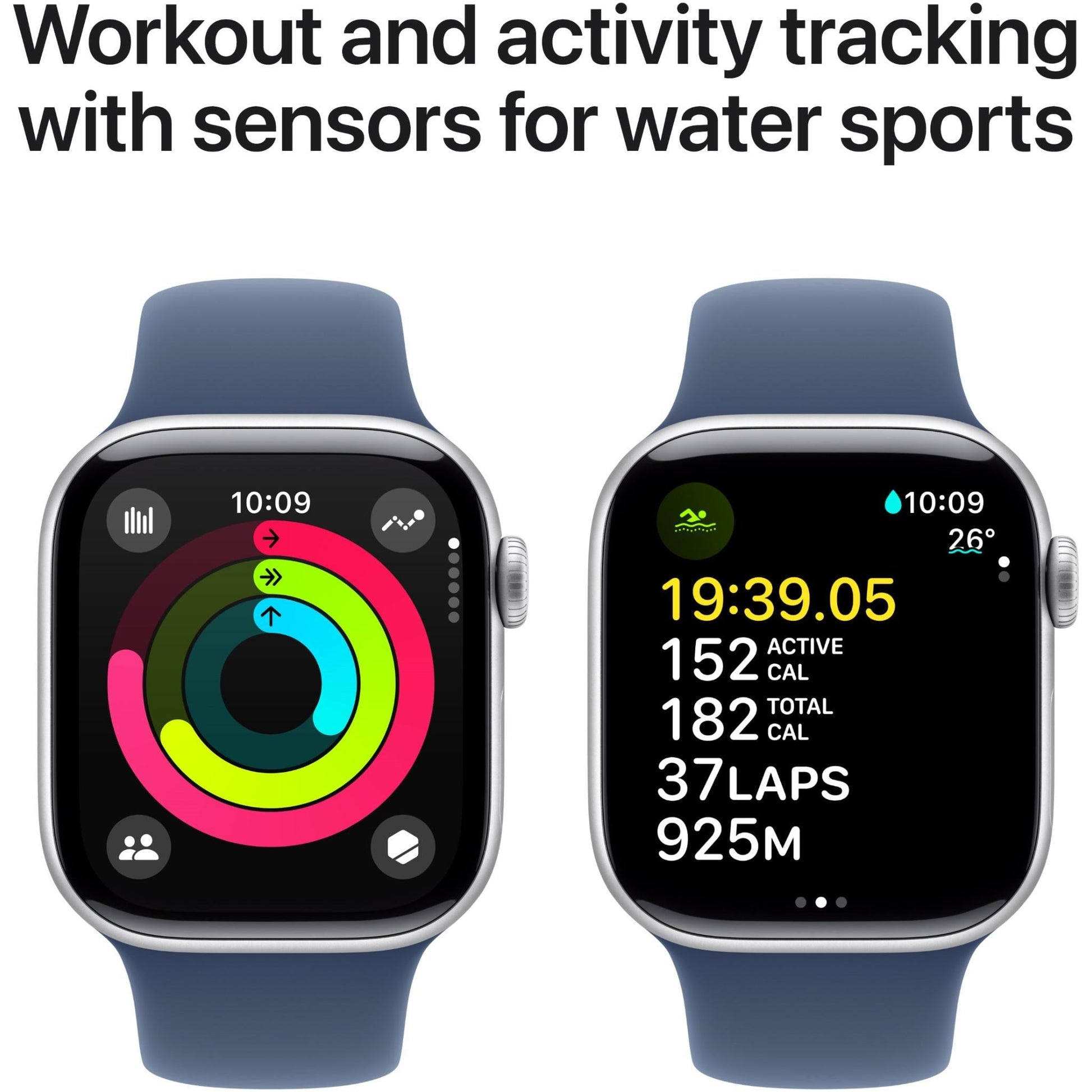 Apple Watch Series 10 GPS, 46mm Aluminum Case [ Denim Sport Band S/M A2999 MWWL3 - Silver ]