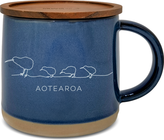Moana Road Glazed Ceramic Mug - Kiwi [ Navy - 2736 ]
