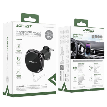 Acefast 15W Magnetic Wireless Charging Air Vent Phone Holder w/ Ring Light, Cooling Vents (D31)