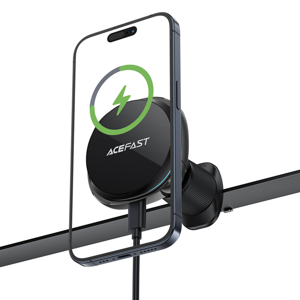 Acefast 15W Magnetic Wireless Charging Air Vent Phone Holder w/ Ring Light, Cooling Vents (D31)