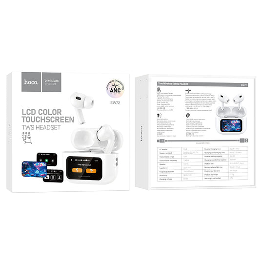 Hoco TWS Earbud w/ ANC Noise Cancelling, LCD Touch Screen (EW72)