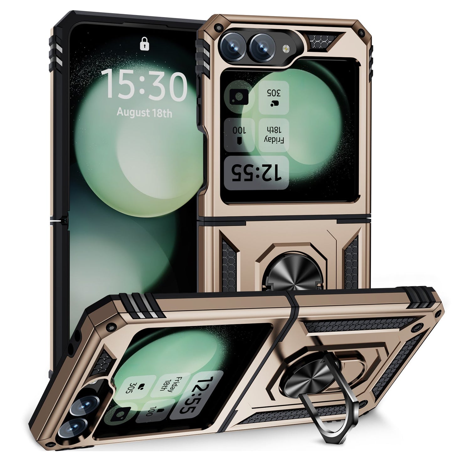 Galaxy Z Flip 7 Fe Military Armour Ring Case [Gold]