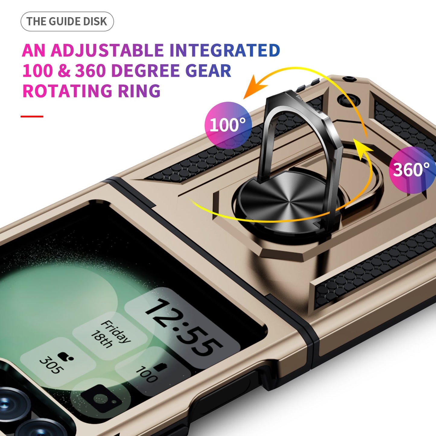 Galaxy Z Flip 7 Fe Military Armour Ring Case [Gold]