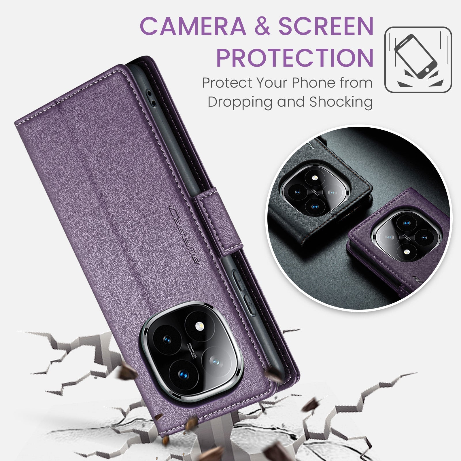 Xiaomi Redmi Note 14 Pro Plus 5G Pu Wallet Case [Purple]