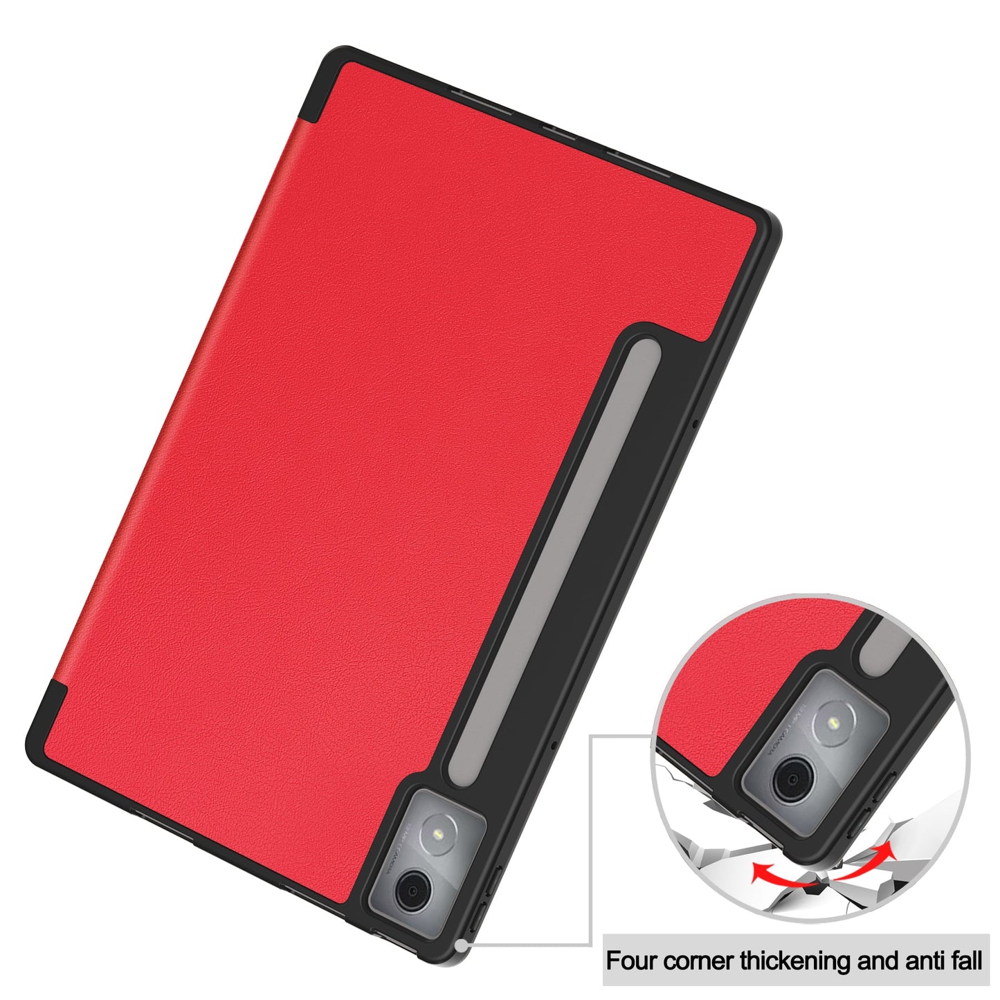 Lenovo Idea Tab Pro 12.7" Tb373 Tri-fold Pen Holder Case [Red]