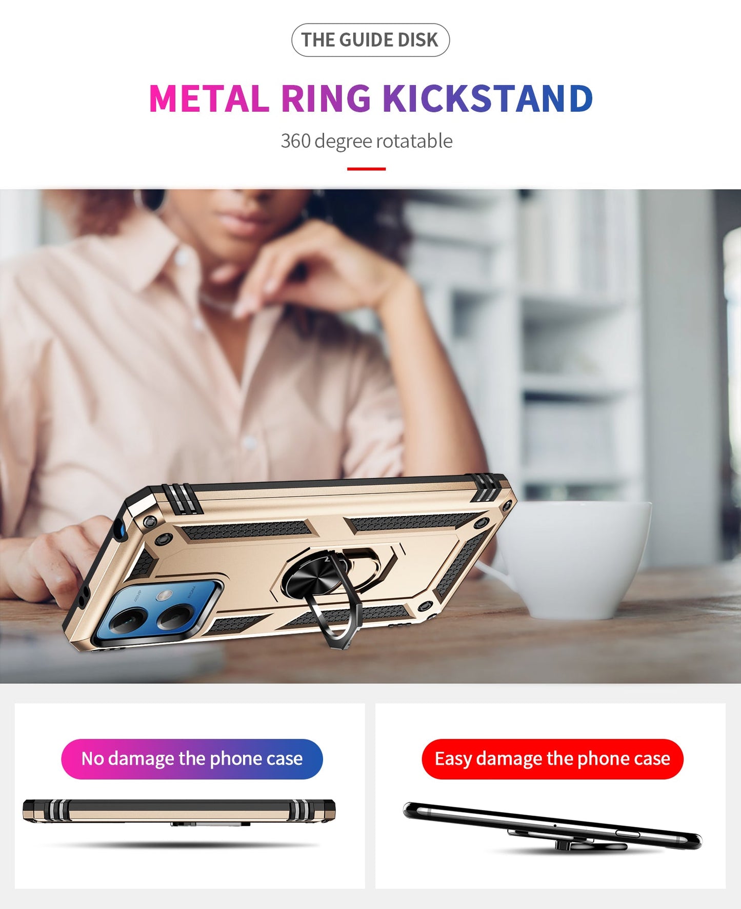 Xiaomi Redmi Note 12 Pro 5G Military Armour Ring Case [Gold]