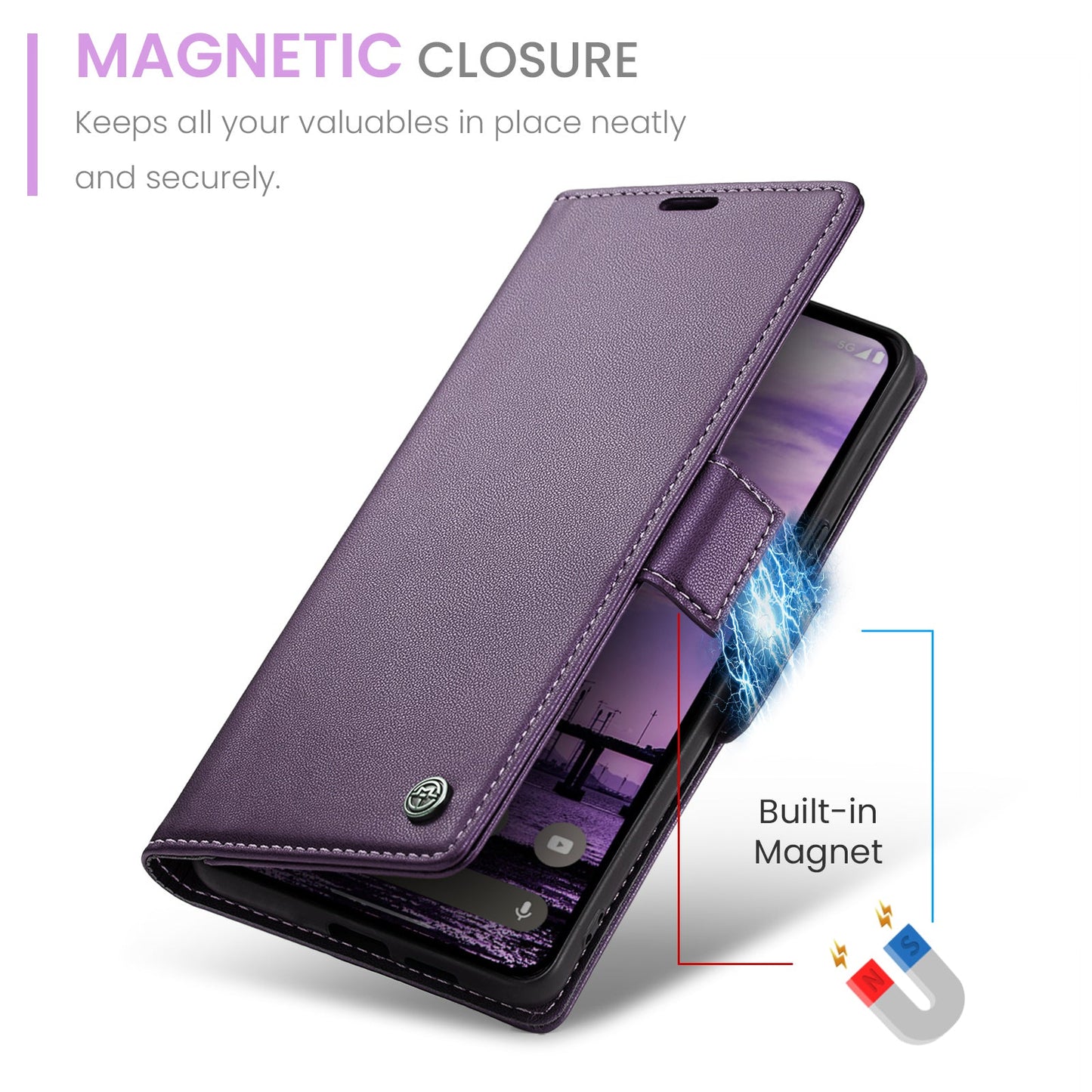 Google Pixel 9A Pu Wallet Case [Purple]
