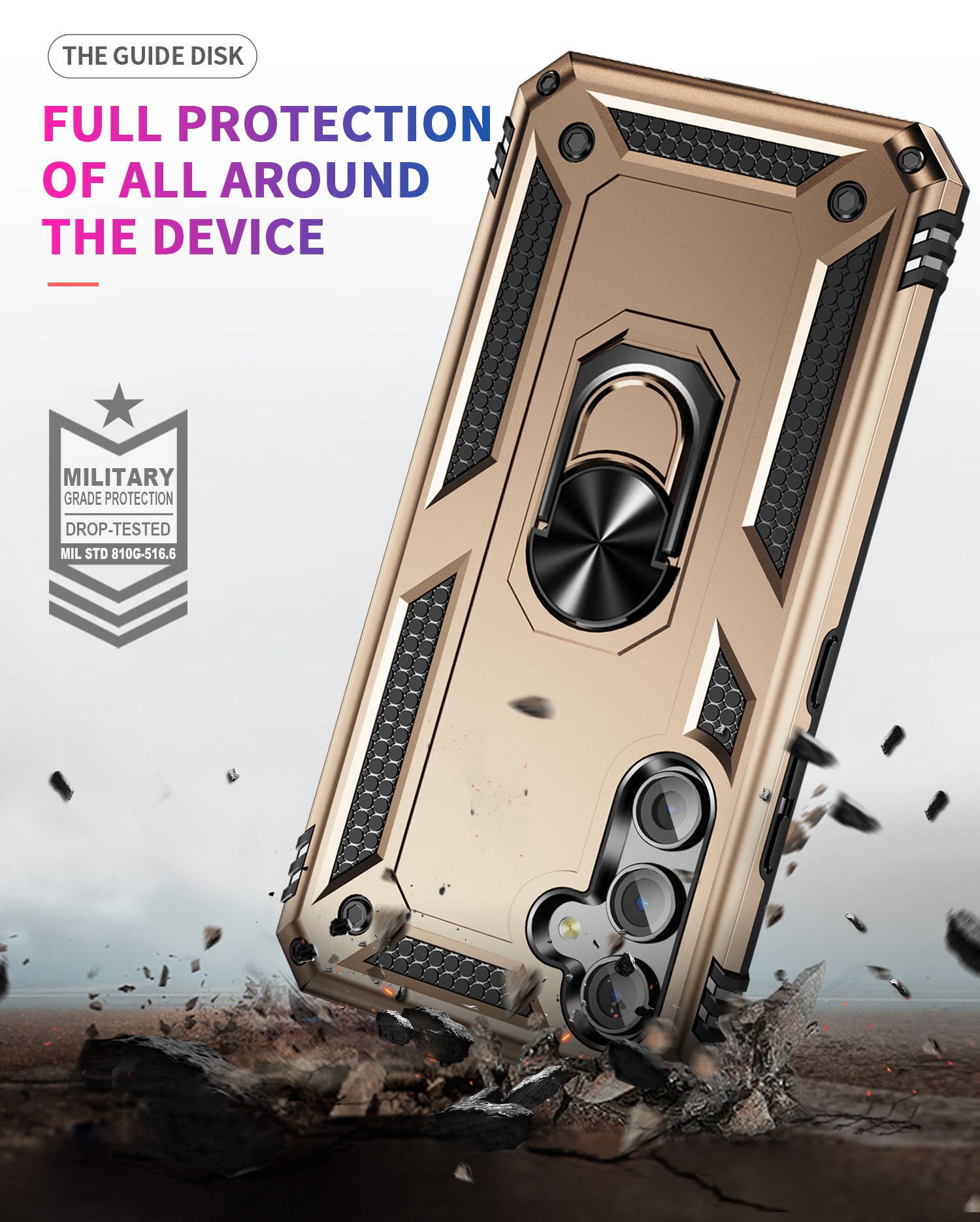 Galaxy A54 5G Military Armour Ring Case [Gold]