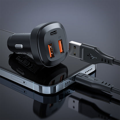 Acefast 66W 3-Port Super Fast Car Charger w/ 2 x USB-A + UAB-C, Zinc Alloy Body (B9)
